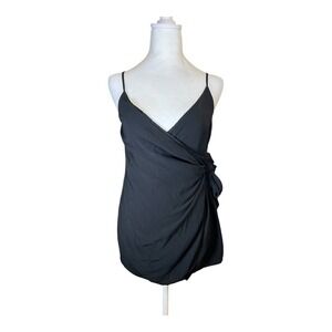 Lulus‎ Black Mini Dress Wrap Tie Spaghetti Strap Party Cocktail Size S
